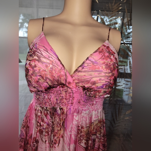 Elegant Pink Floral Maxi Dress Size # S - Picture 5 of 14